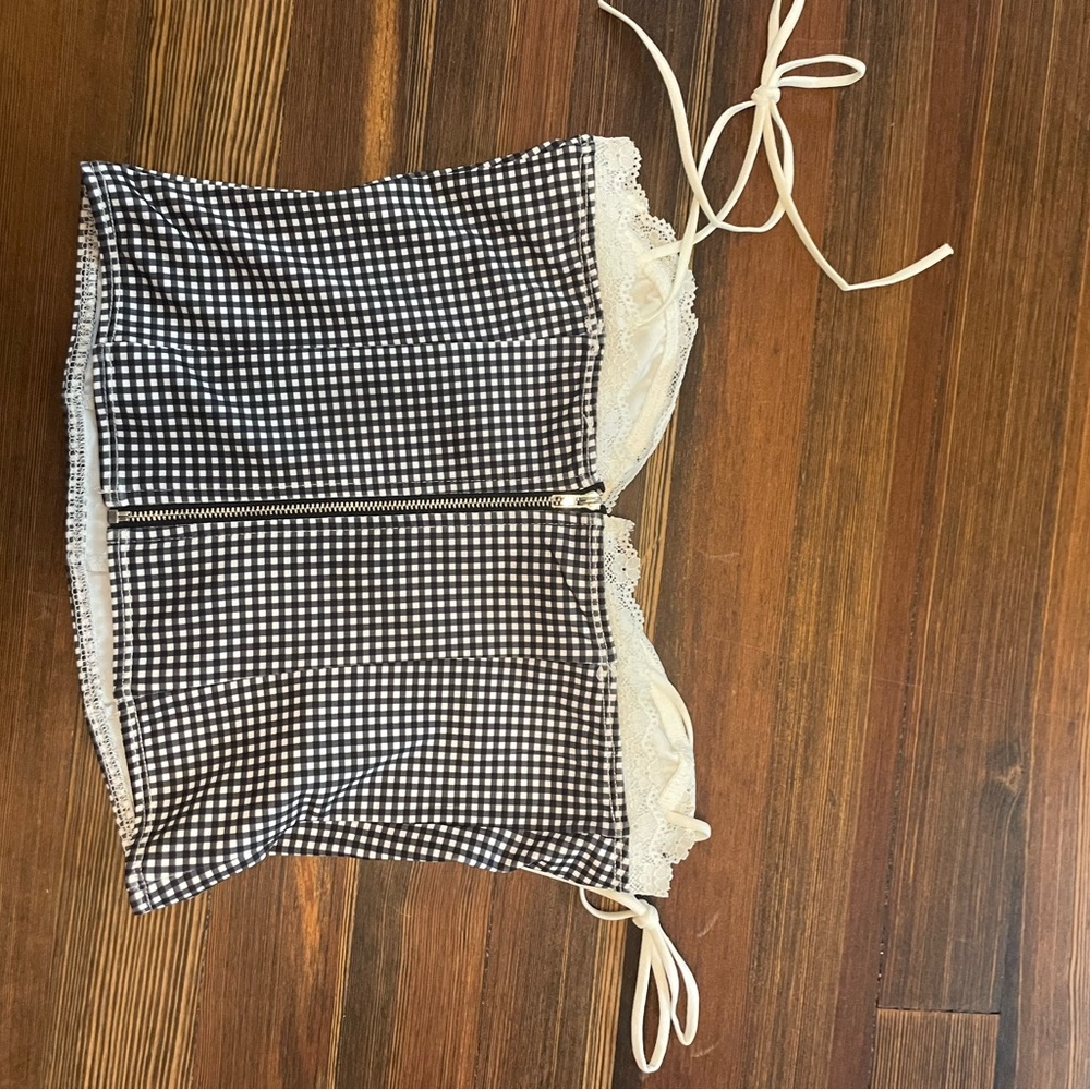 Edikted Black and White Gingham Tank Top